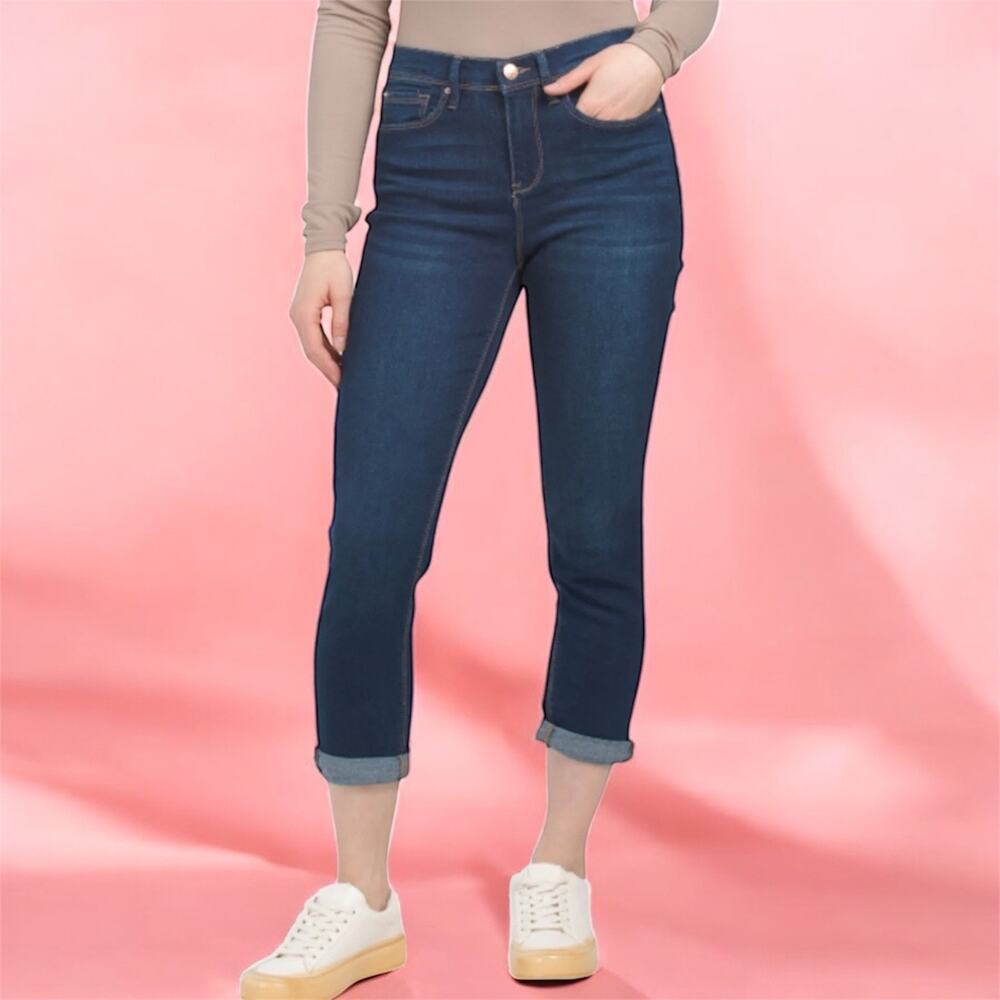 Nanette Lepore Womens Dark Denim Wash Cropped Skinny Jeans Size 16 Plus Pants